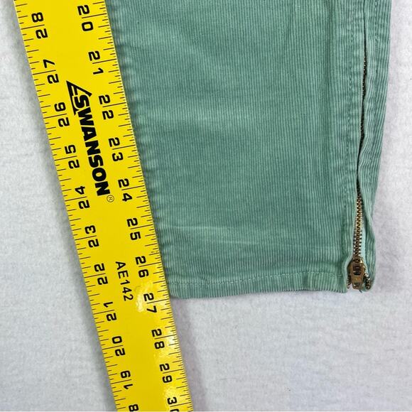 J. Crew Jeans Corduroy Pants Womens Size 30 Soft Green Toothpick Zip Hems - Picture 10 of 11